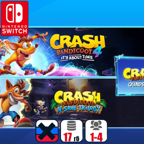 Купить игру для Nintendo Switch Crash Bandicoot - Quadrilogy | Nintendo Switch 1/2